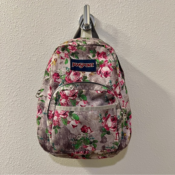 Jansport Handbags - JANSPORT Pink Rose Floral Mini Half Pint Backpack